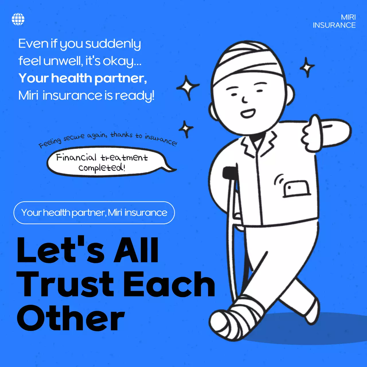 블루 미니멀 보험 프로모션 소셜 미디어 게시물