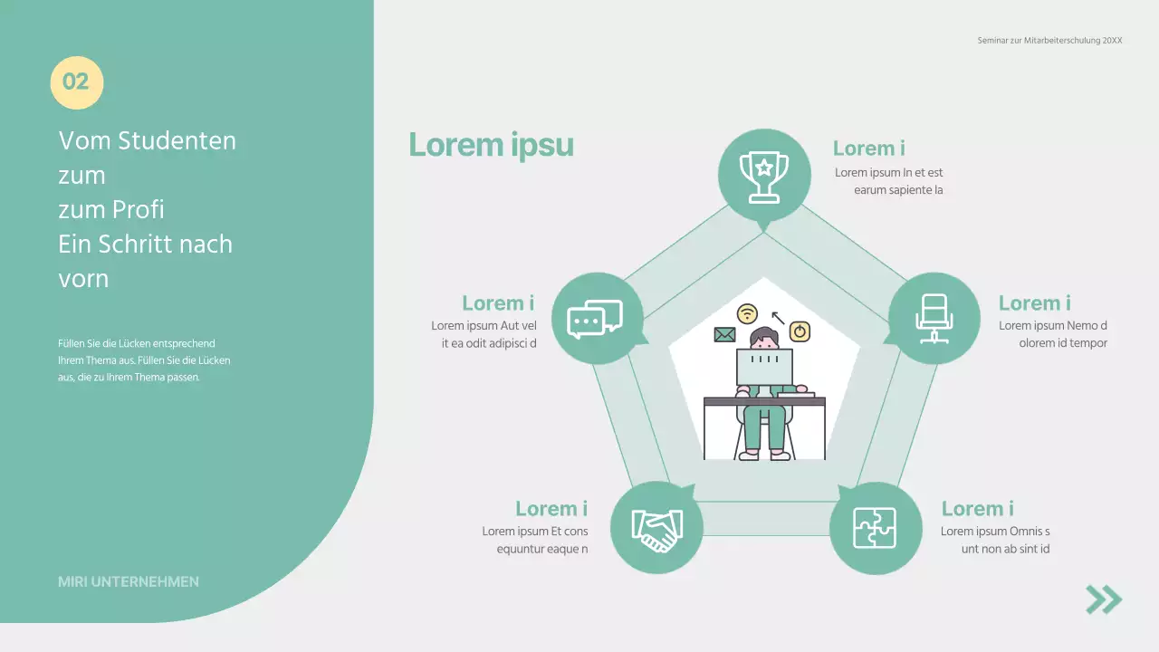 Grünes und einfaches Schulungsmaterial für das Einführungsseminar für neue Mitarbeiter