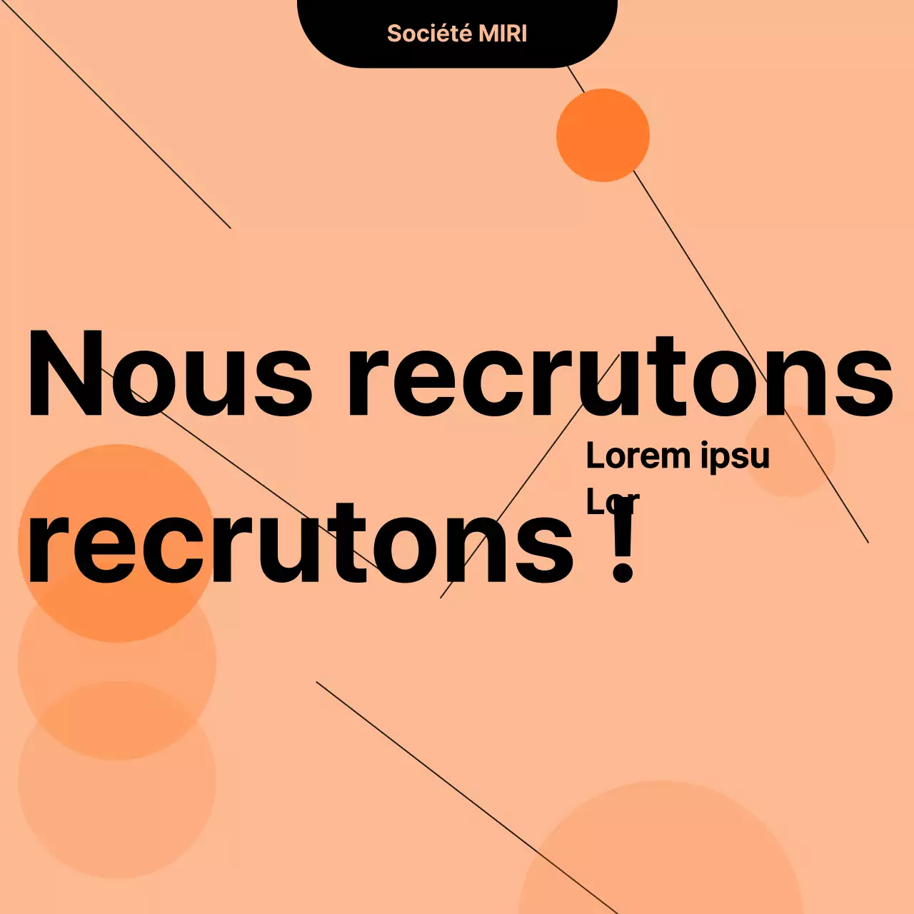 Une simple carte de recrutement orange et noireNews