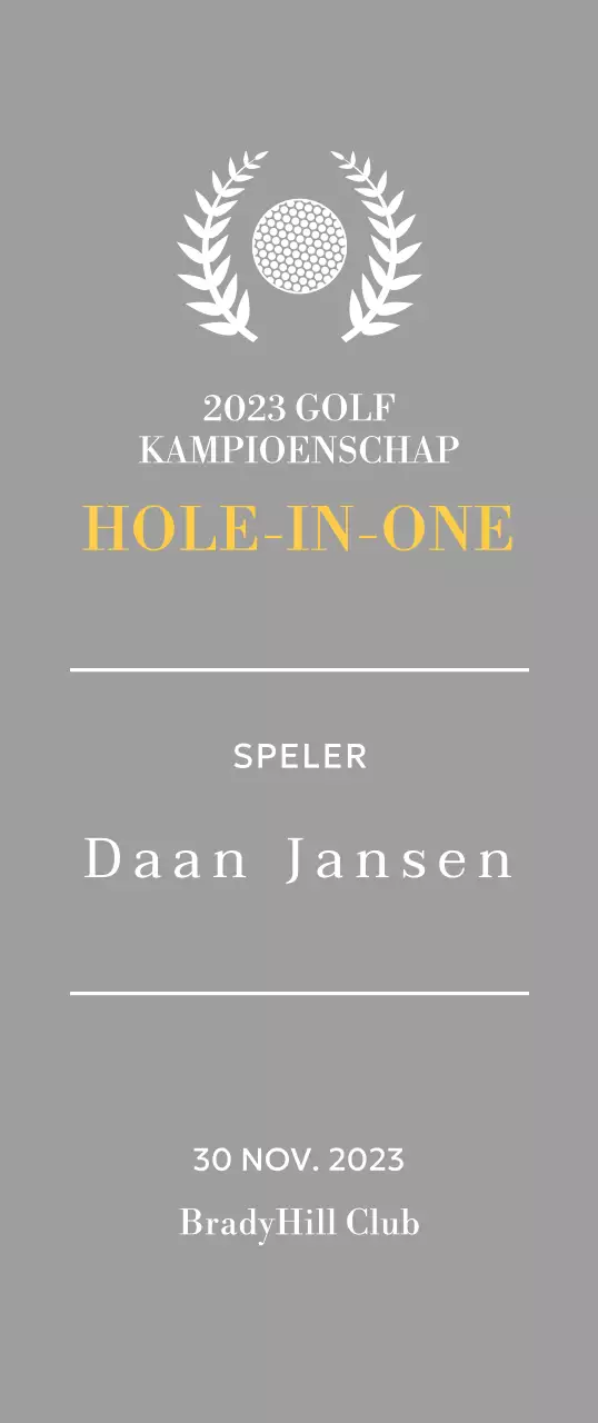 Golf hole-in-one winnaar plaquette met golfbal en lauwerkrans illustratie