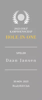 Golf hole-in-one winnaar plaquette met golfbal en lauwerkrans illustratie