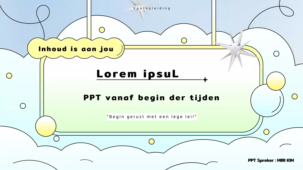 Kitscherige lichtblauwe en gele achtergrond voorstelpresentatie