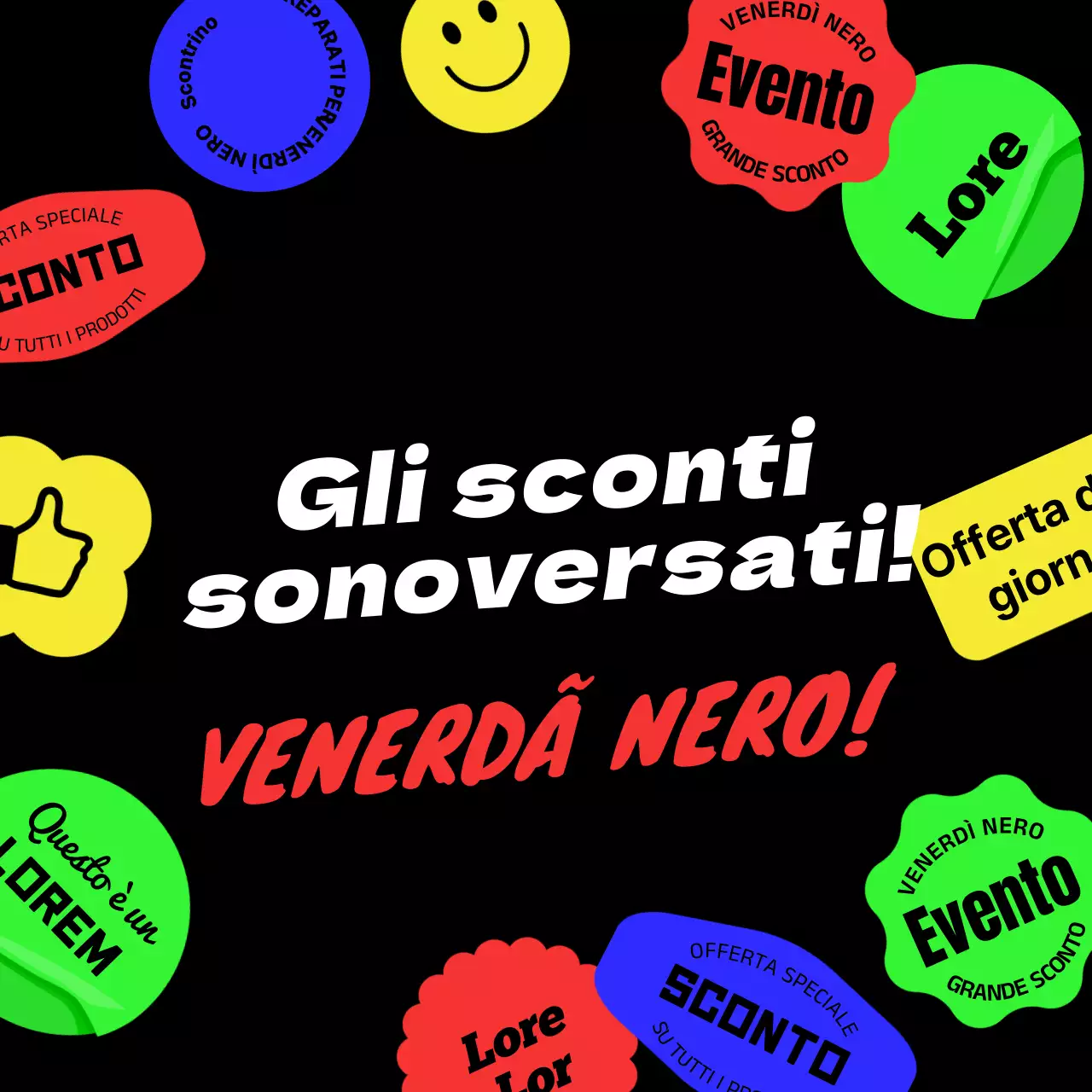 Annunci di tendenza del Black Friday su sfondo nero