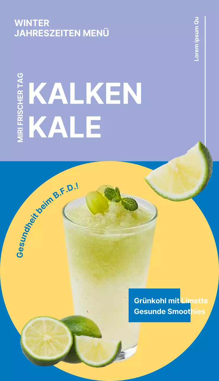 Bewerben Sie die neue Speisekarte Ihres Cafés mit einem farbenfrohen und hellen Konzept