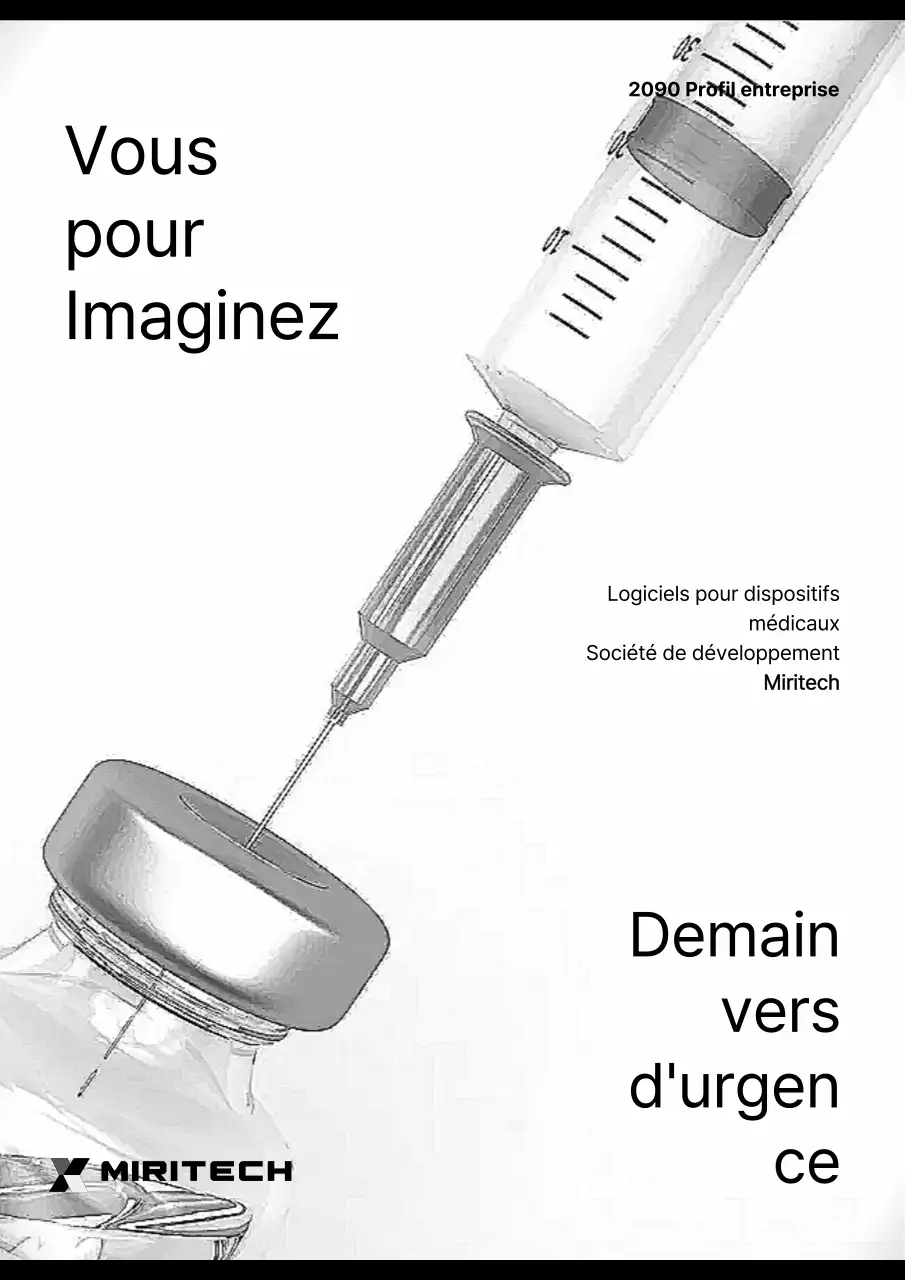 Un profil d'entreprise simple, en noir et blanc, pour le développement de dispositifs médicaux