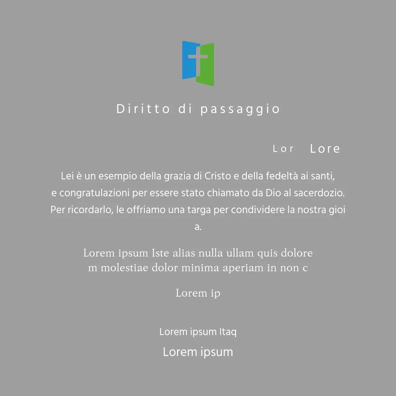 Concetto di targa con logo della chiesa