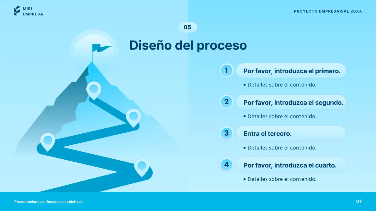 Presentaciones comerciales sencillas en azul