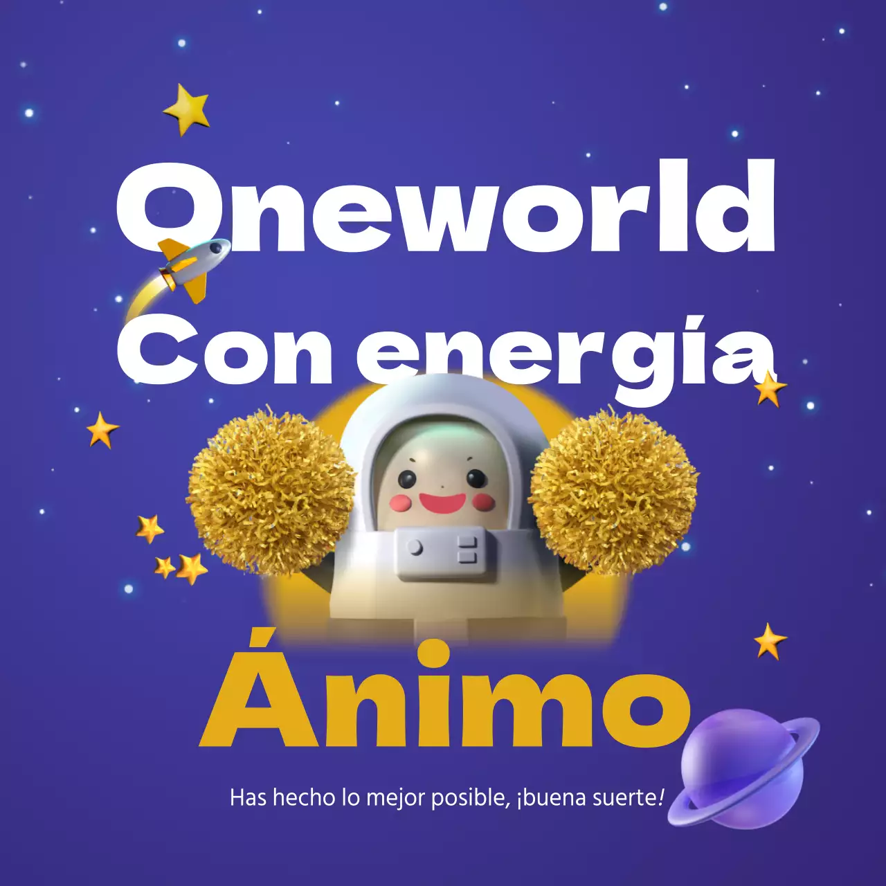 Un bonito poste azul marino y amarillo para animar a los examinandos