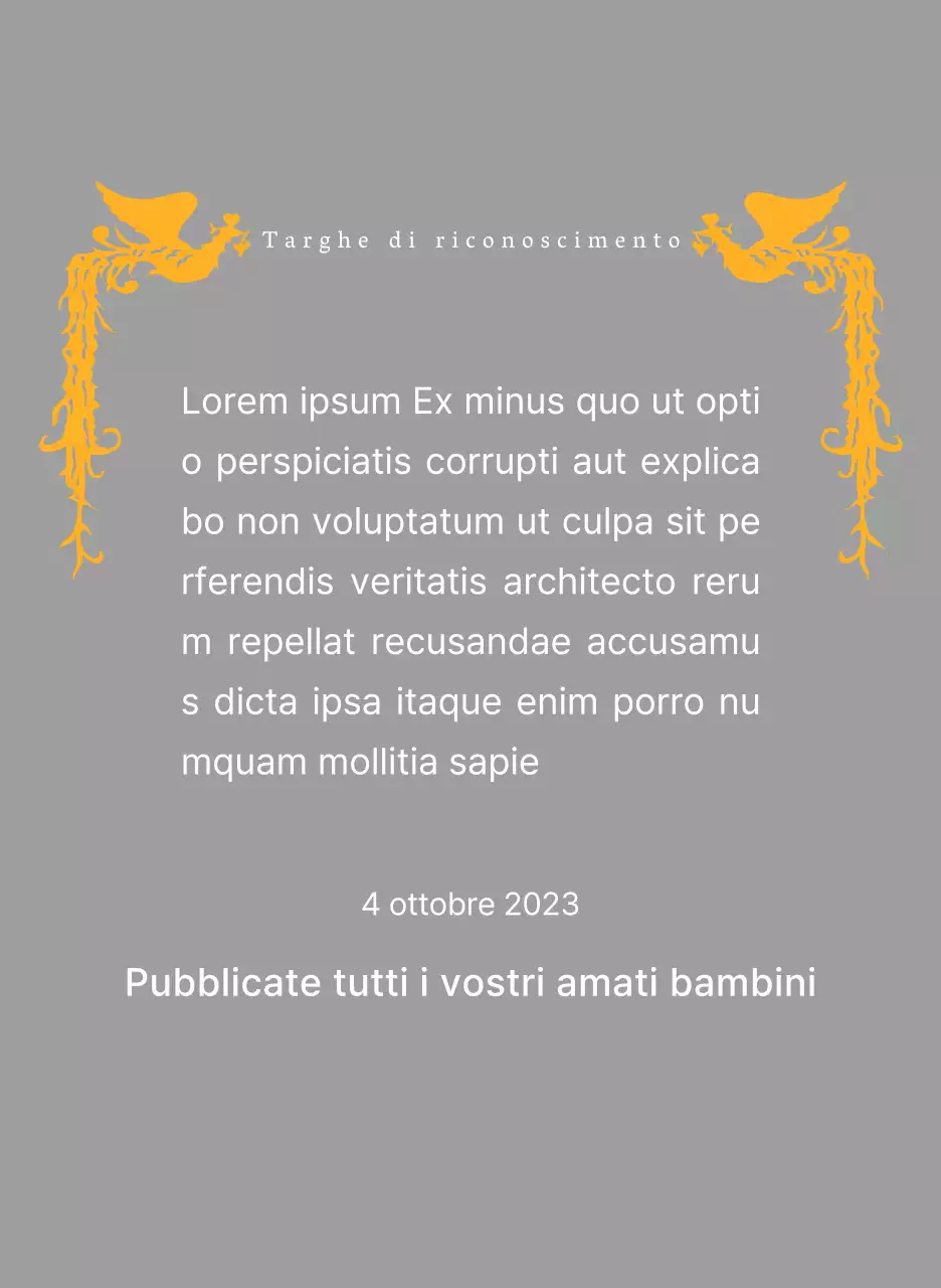 Targa di ringraziamento a tema Festa della Mamma con illustrazione di una fenice