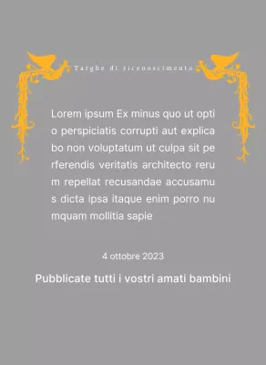 Targa di ringraziamento a tema Festa della Mamma con illustrazione di una fenice