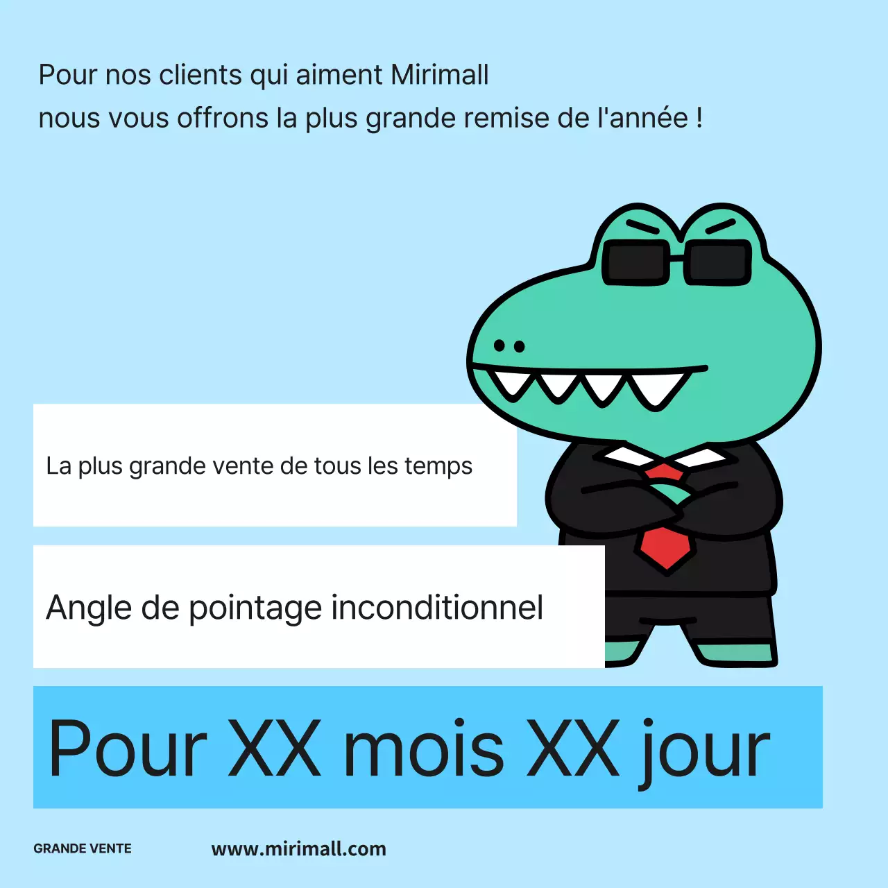 Parodie d'annonce de période de vente en bleu clair et blanc