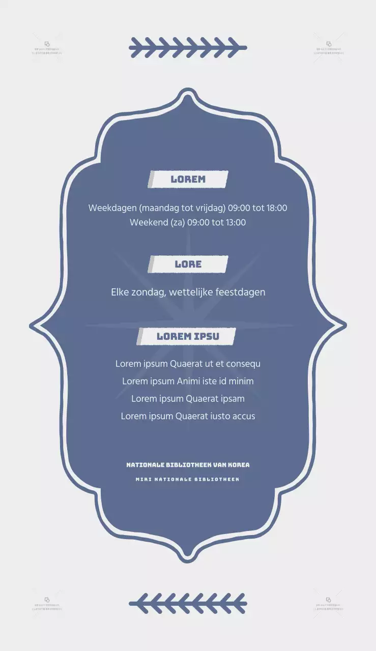 Een eenvoudige, klassieke bibliotheekgids in grijs en blauw