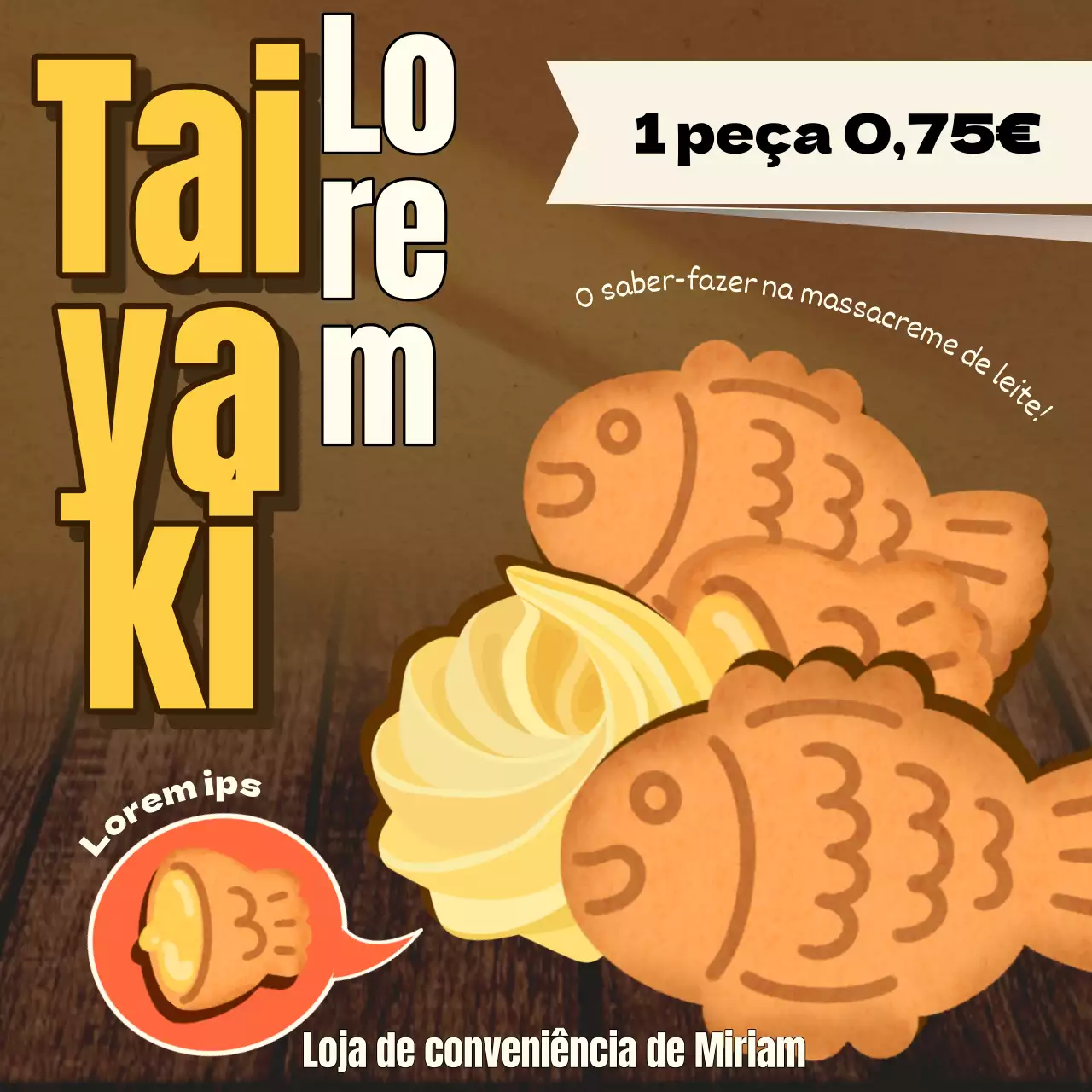  Promover o taiyaki amarelo e bonito para o inverno