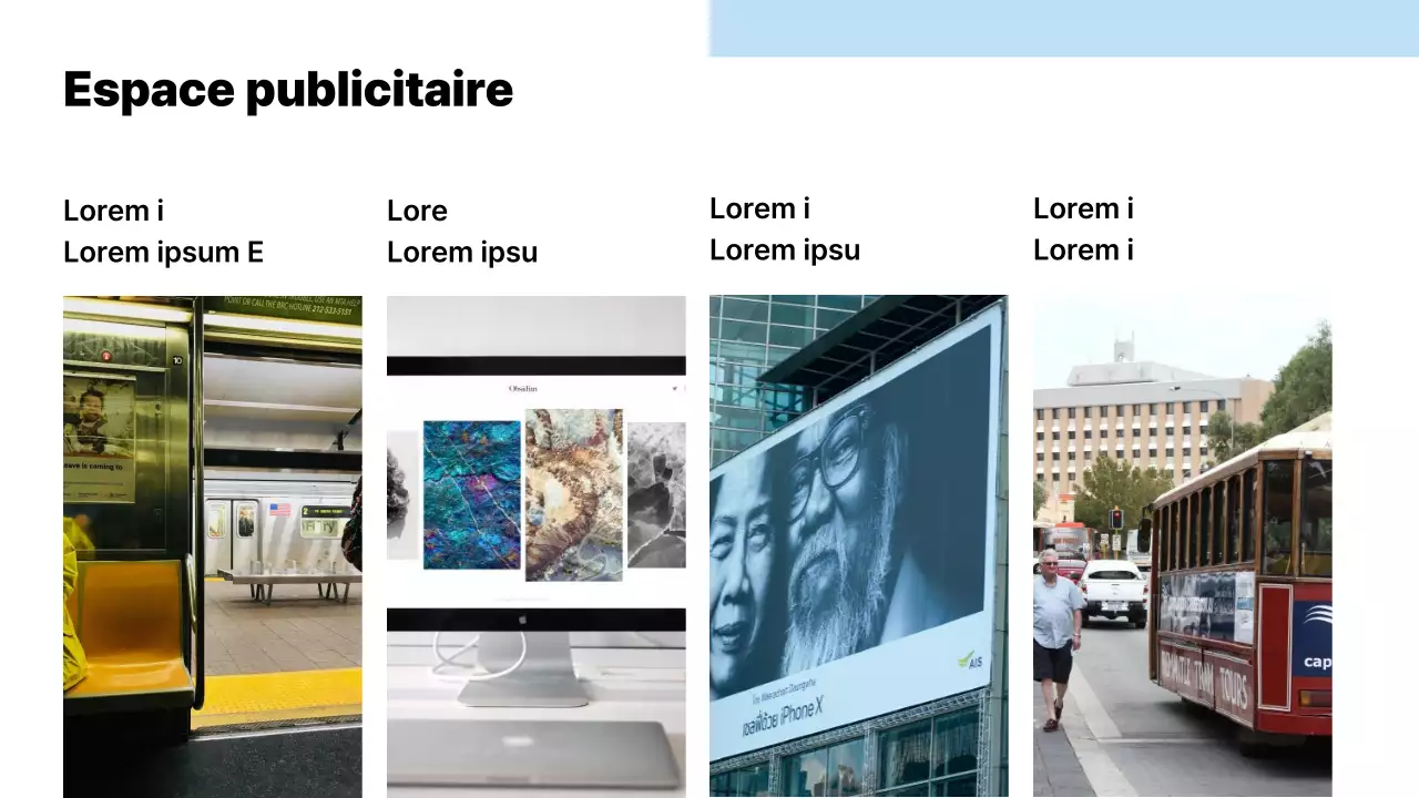 Proposition moderne d'un média publicitaire en bleu clair