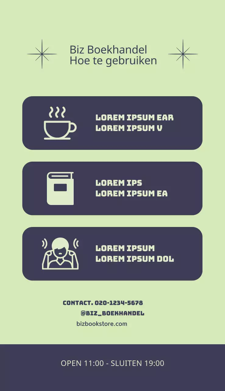 Lay-out uithangbord met lijnvormen en boekhandelsnaam gemarkeerd