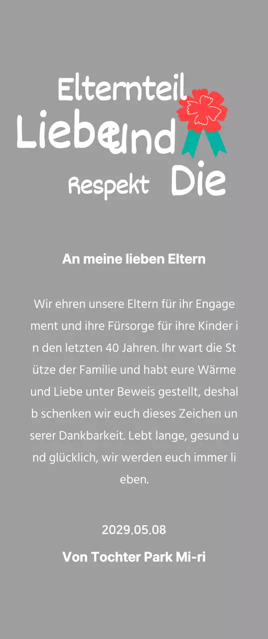 Kalligraphie zum Muttertag mit roter Nelke Illustration