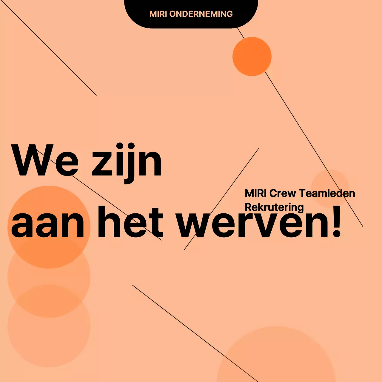 Een eenvoudige oranje en zwarte wervingskaartNieuws