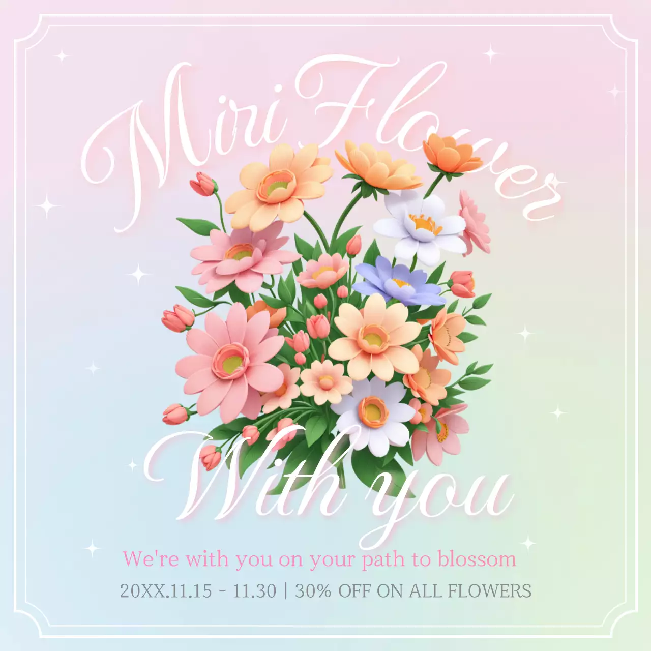 파스텔 엘레강트 플라워 프로모션 인스타그램 포스트