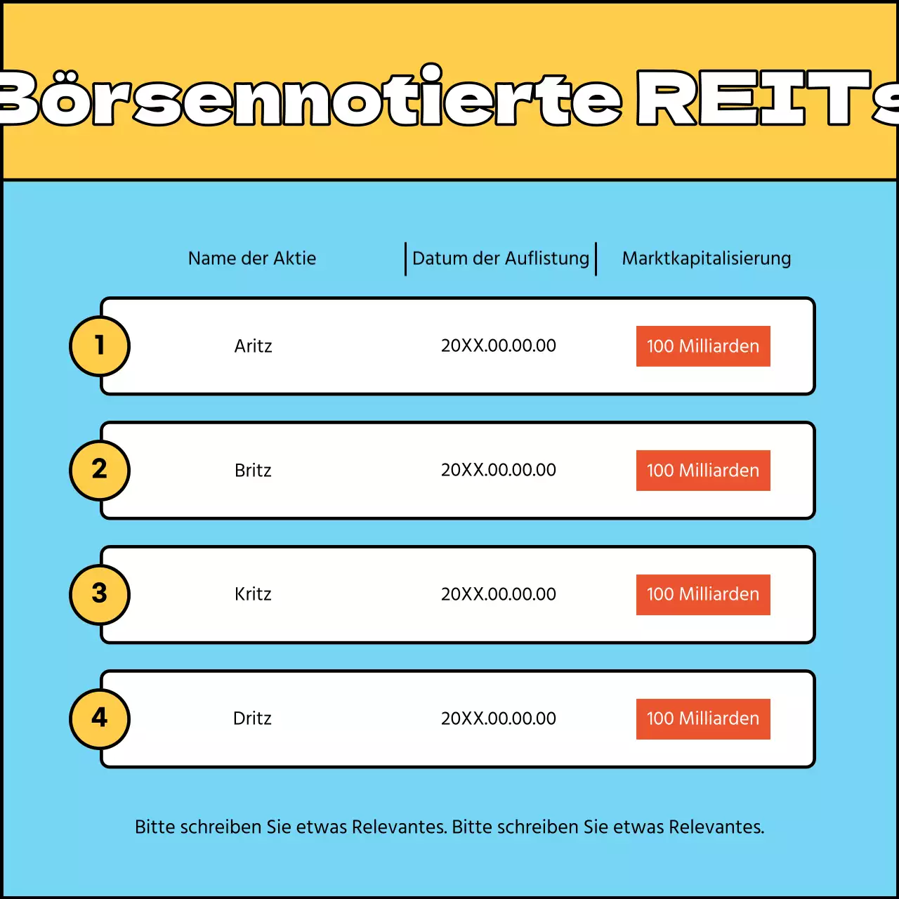 Ein einfacher gelber und hellblauer Leitfaden für Investitionen in Immobilien-REITs