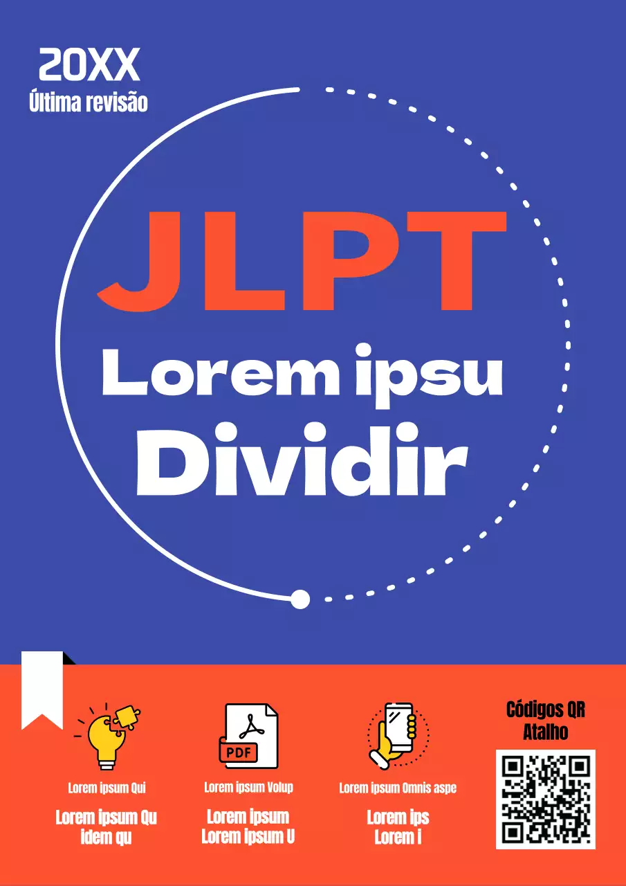 Capa didática japonesa simples em azul e laranja