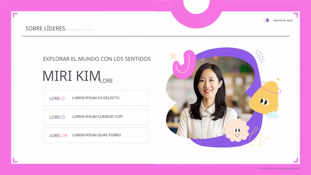 Bonita presentación de cartera de instructor en rosa y morado