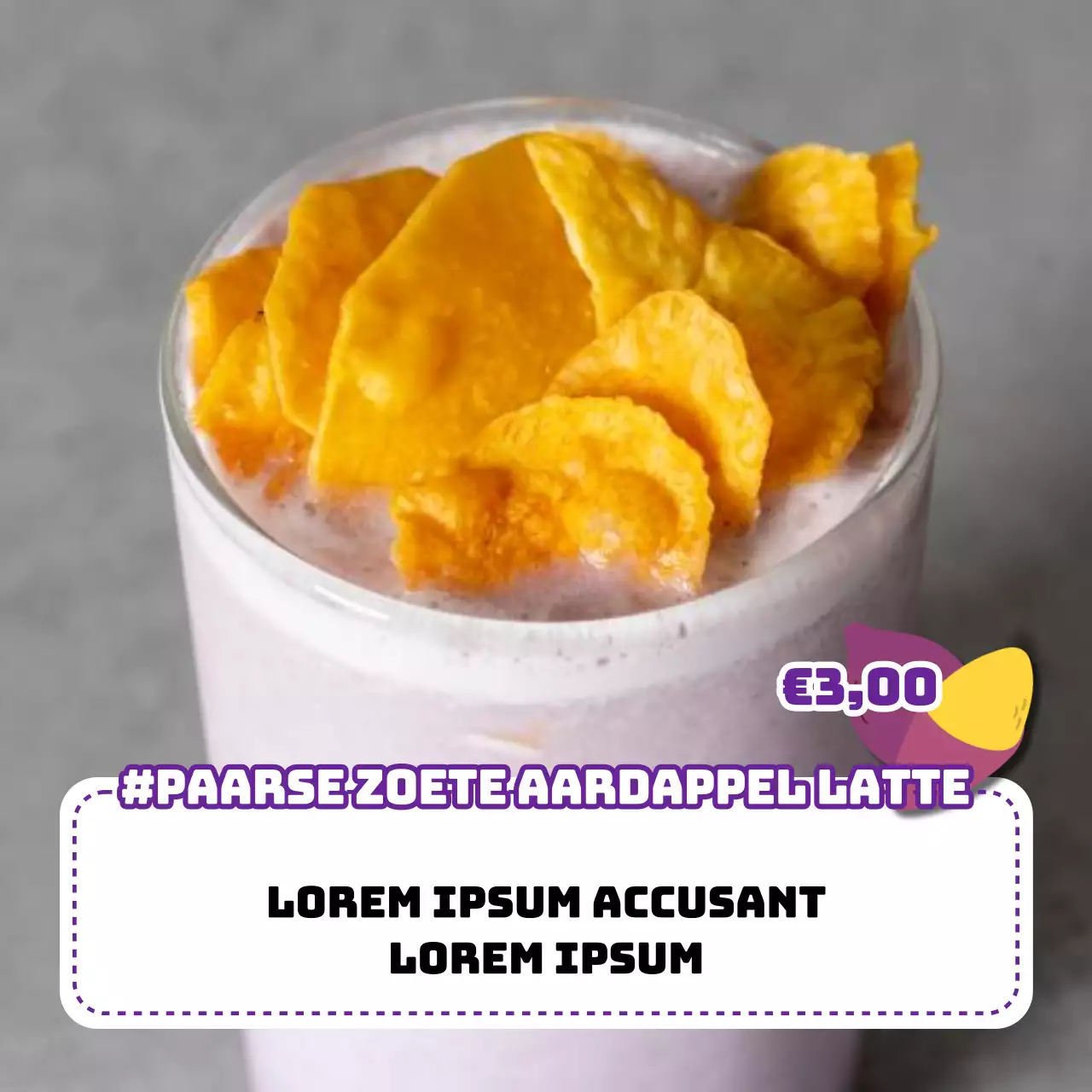 Trendy virale marketing layout voorstel in paars en ivoor