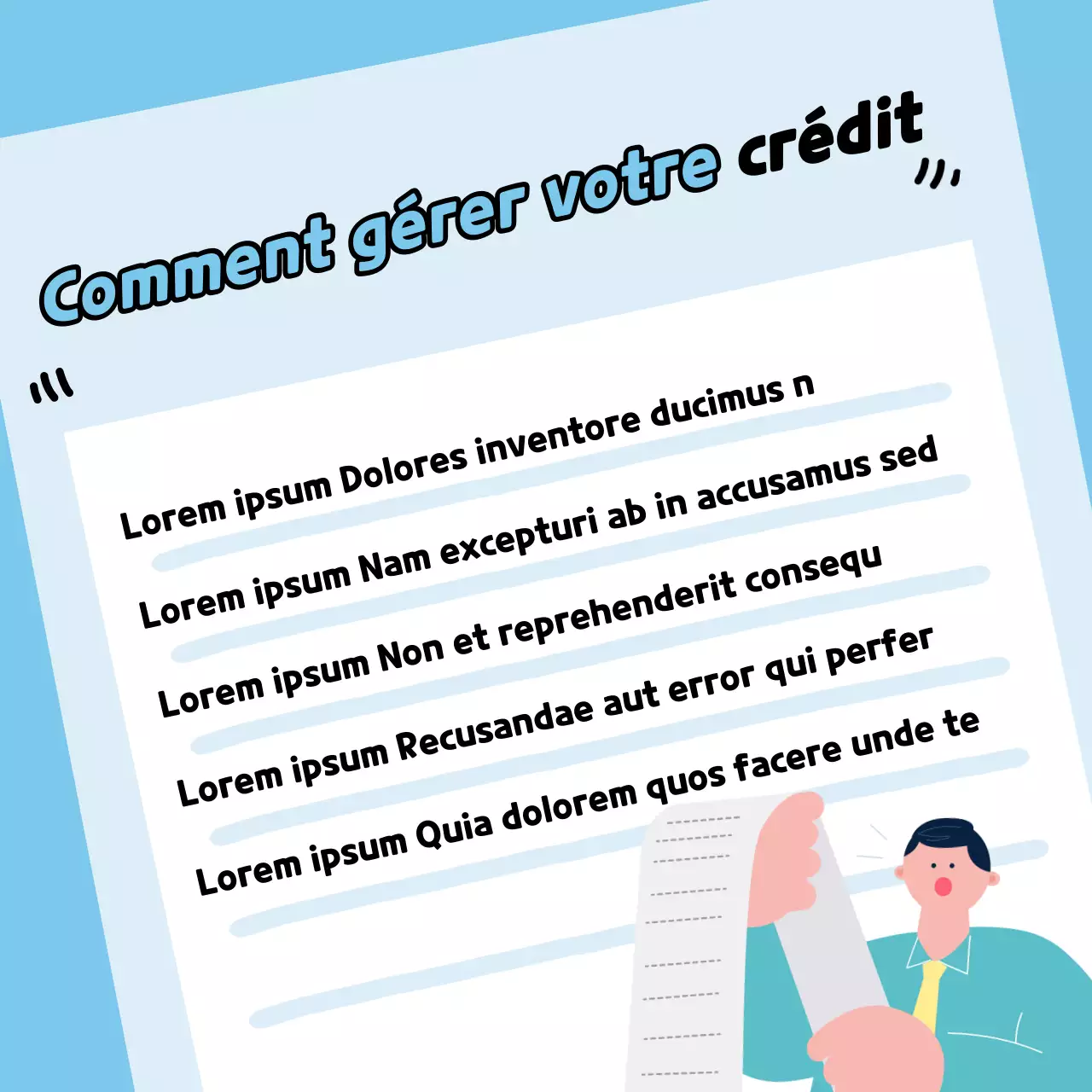 Informations simples, bleu clair, sur la gestion de la cote de crédit