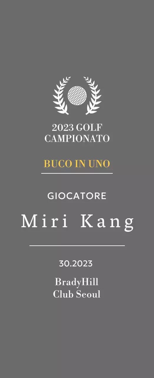 Targa per il vincitore del golf hole-in-one con illustrazione di pallina da golf e corona d'alloro