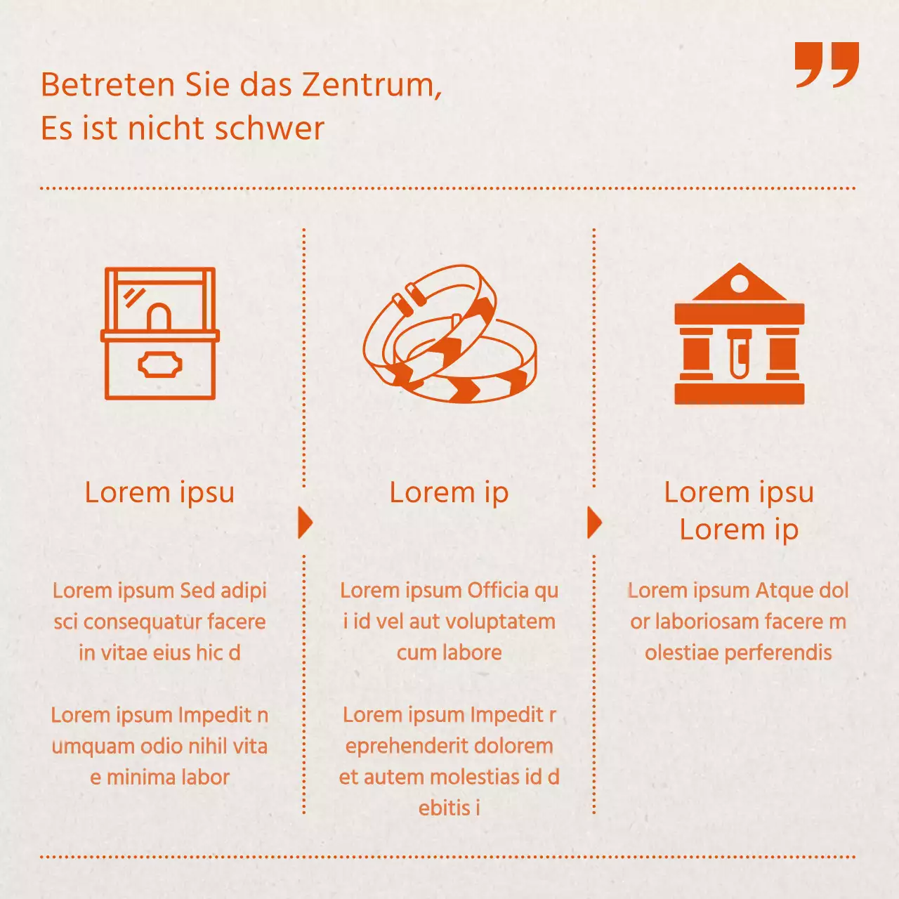 Förderung eines modernen Informationszentrums in Orange und Beige