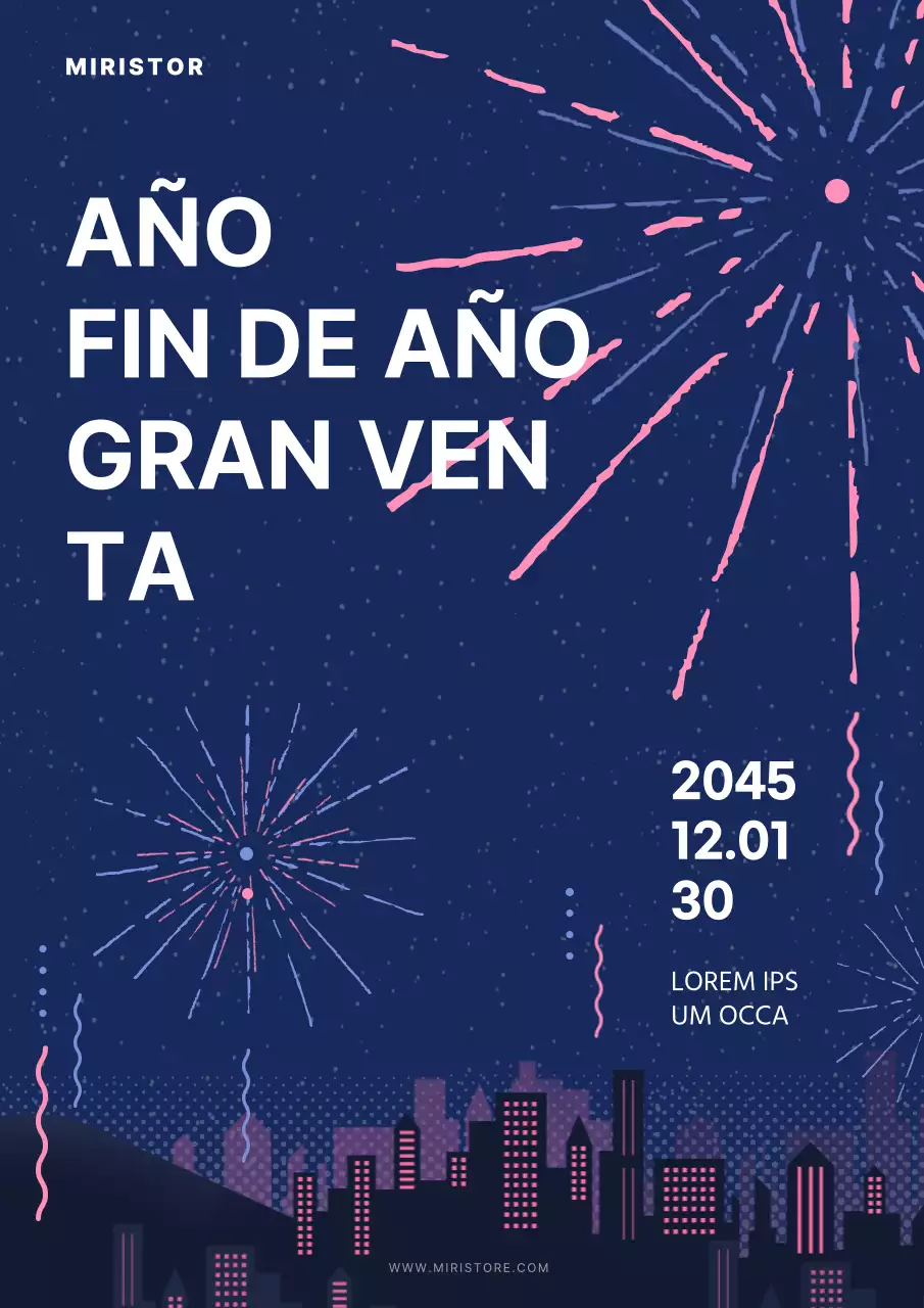 Promueva las ventas navideñas con un moderno concepto de fuegos artificiales en azul marino