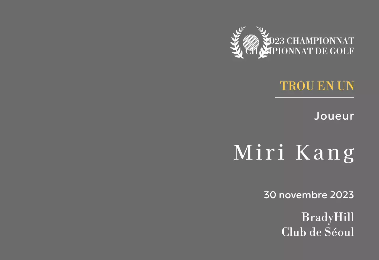 Plaque du gagnant d'un trou d'un coup au golf avec balle de golf et couronne de laurier (illustration)