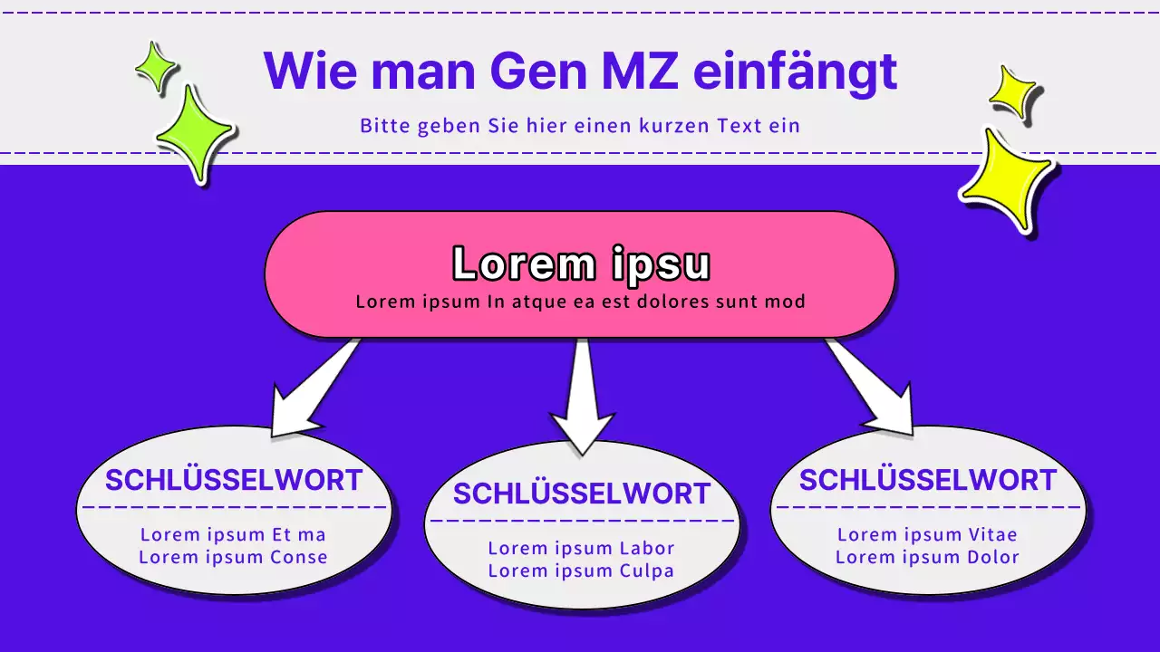 Neonfarbenes und kitschiges Schulungsmaterial für Marketingseminare