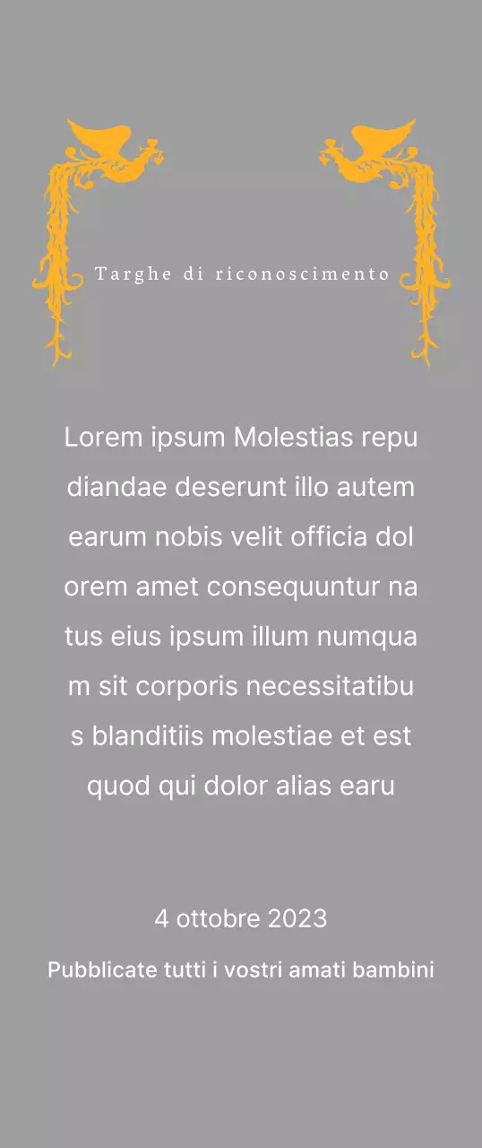 Targa di ringraziamento a tema Festa della Mamma con illustrazione di una fenice