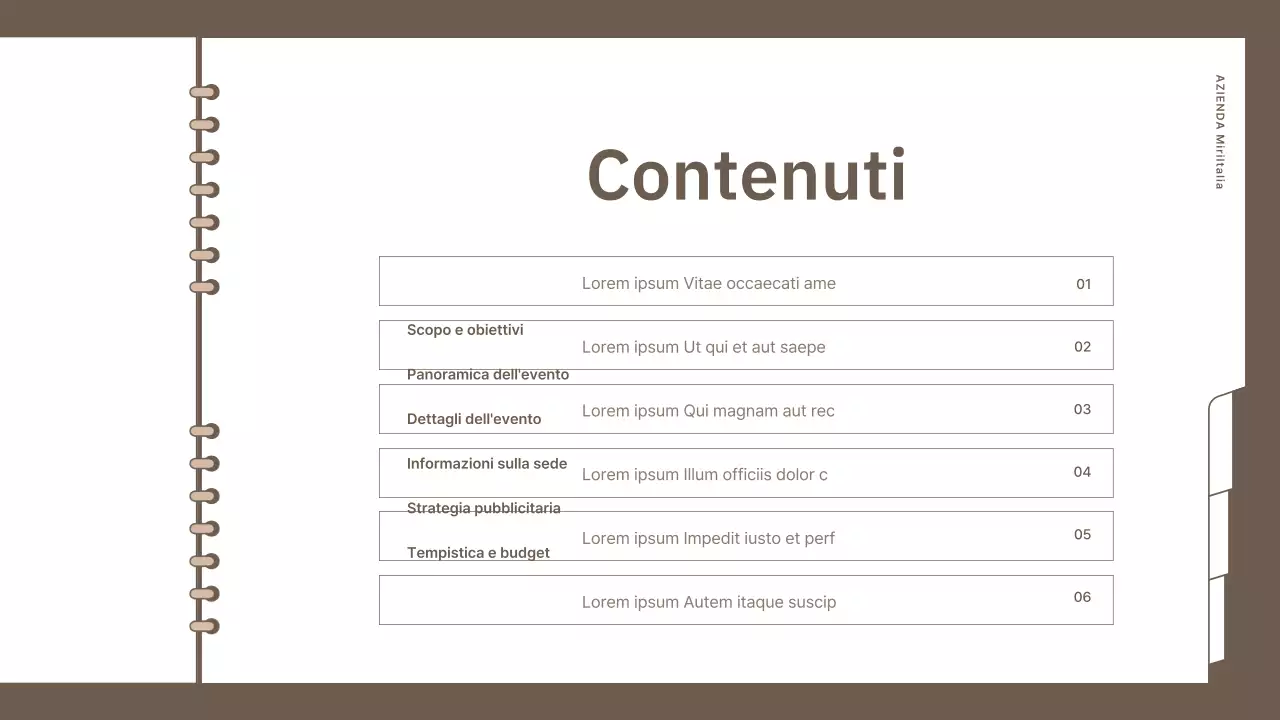 Organizzatore di eventi semplice e di marca in marrone