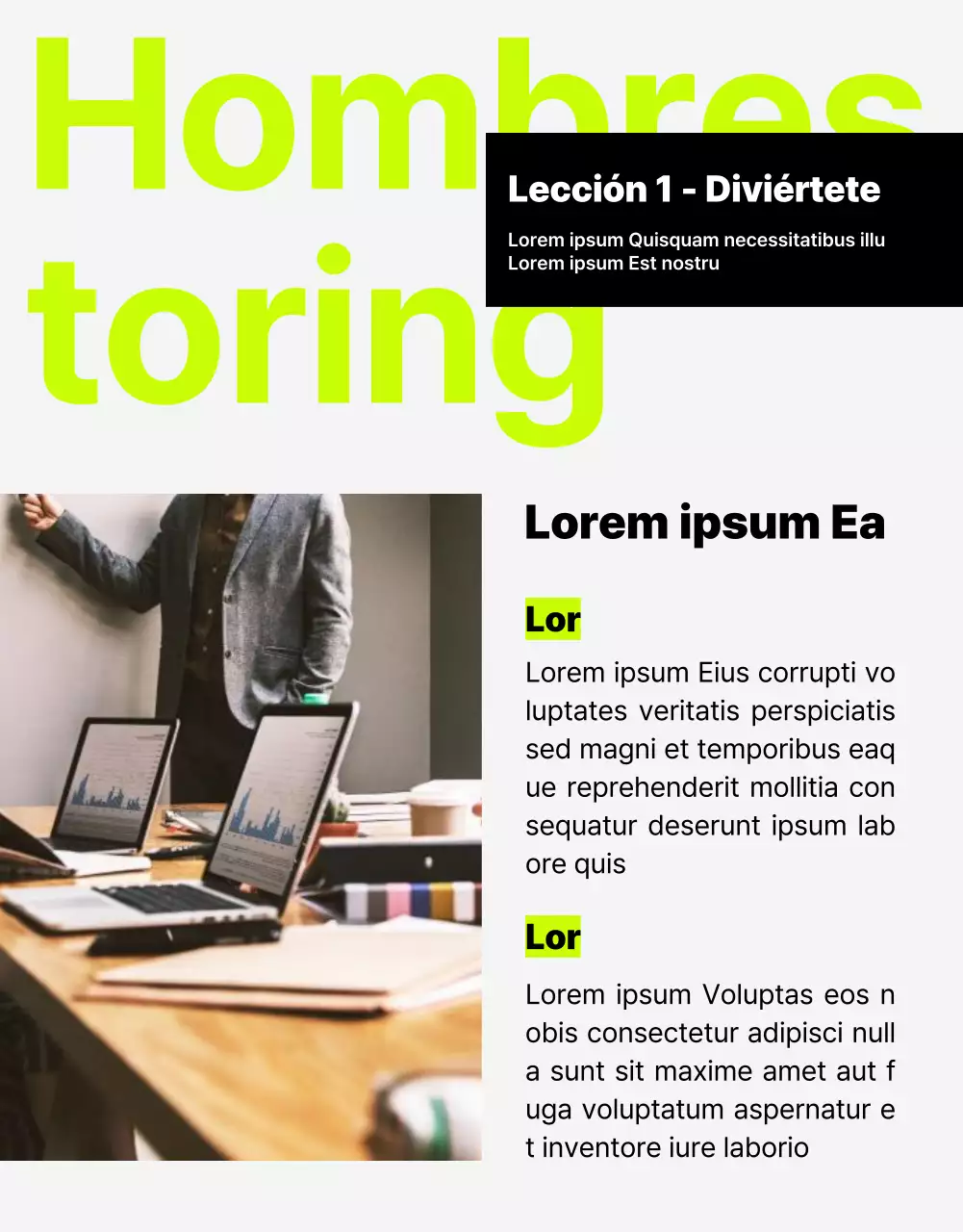 Un moderno boletín interno con toques verde lima