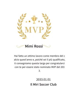 Lussuose targhe di campionato con allori e trofei in oro