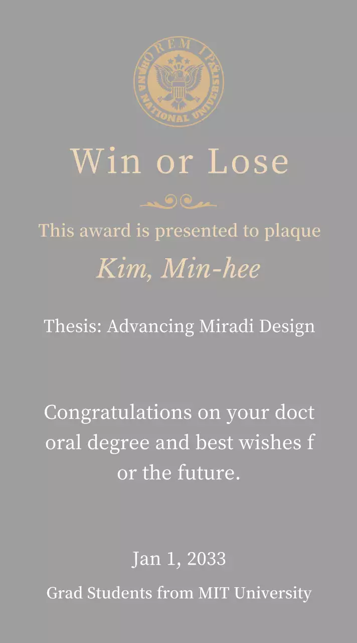 Classy diploma plaque with school logo and gold trim