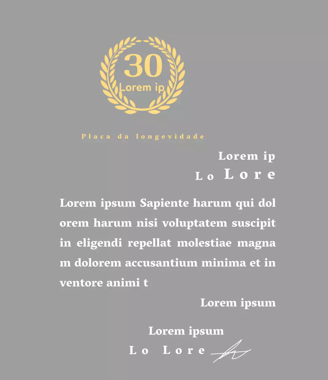 Placa de serviço longo empresarial com conceito de símbolo de louro