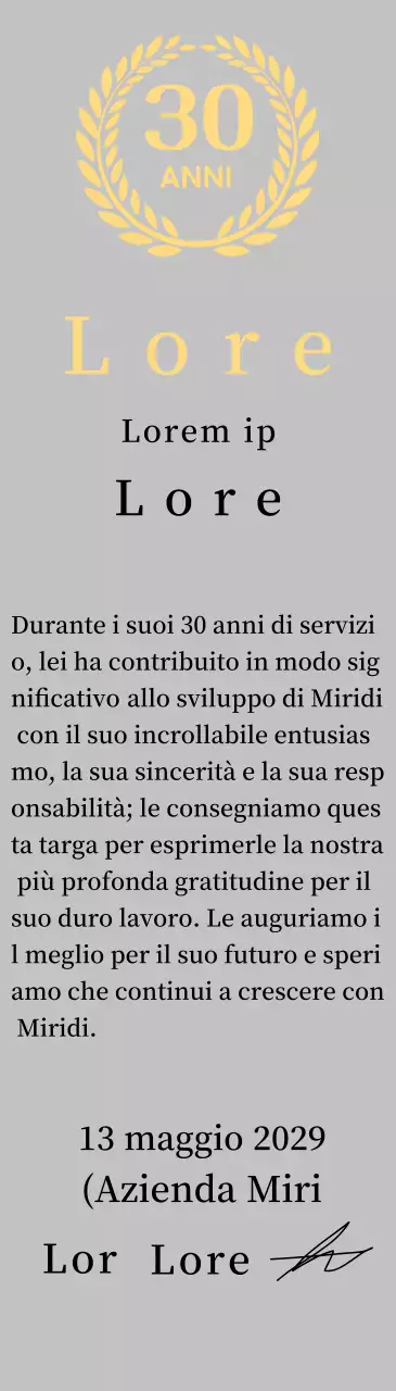 Concetto di targa aziendale di lungo servizio con simbolo dell'alloro