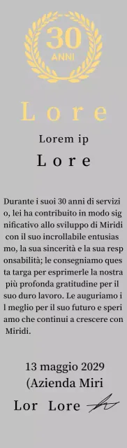Concetto di targa aziendale di lungo servizio con simbolo dell'alloro