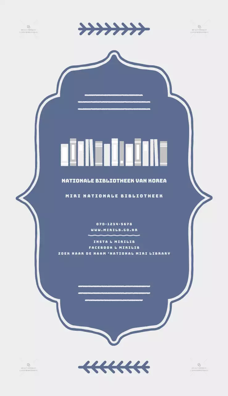 Een eenvoudige, klassieke bibliotheekgids in grijs en blauw