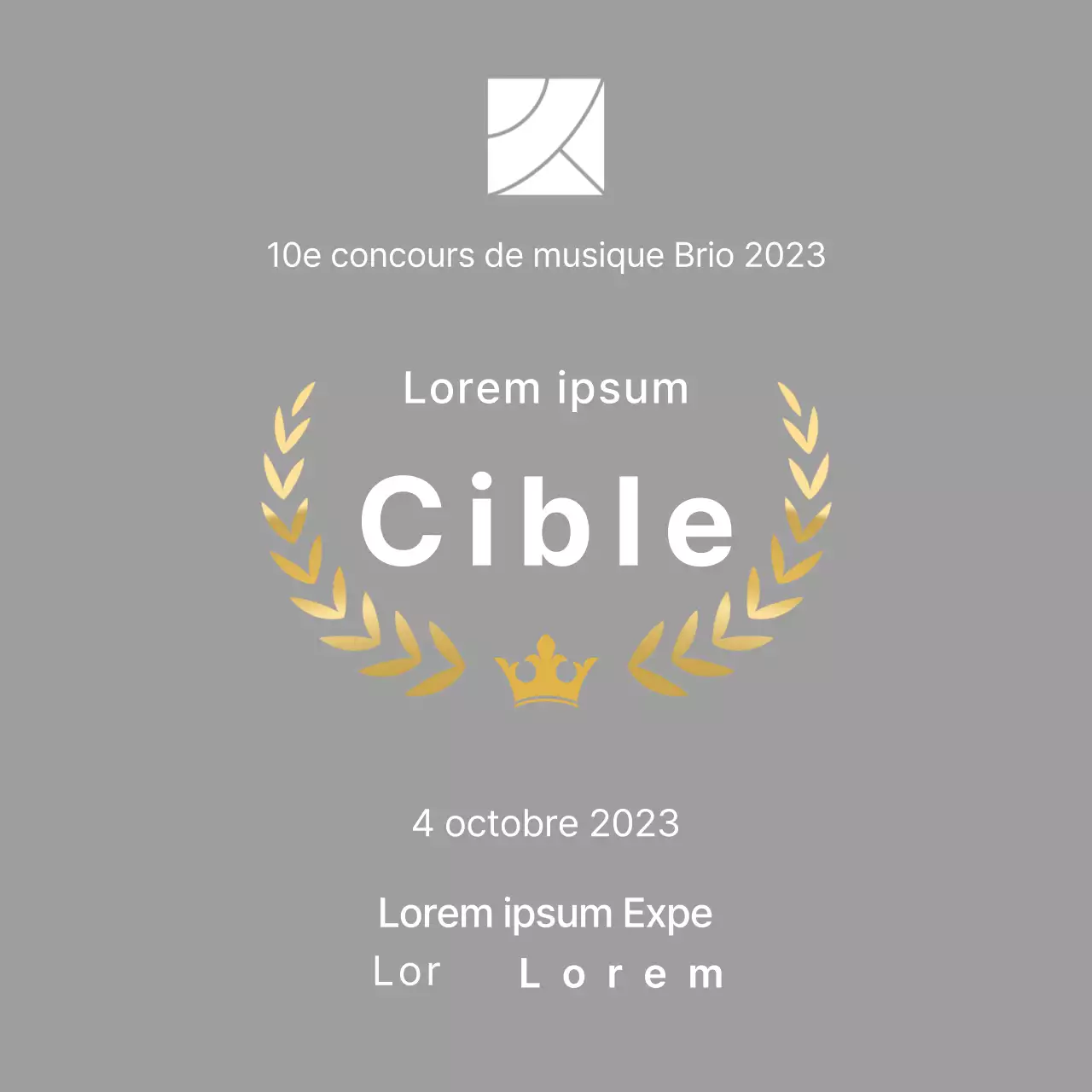 Plaque du lauréat du concept de concours avec illustration de lignes de laurier et de couronne