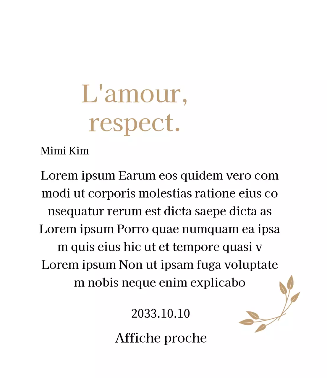 Plaque de remerciement classique avec or et feuilles