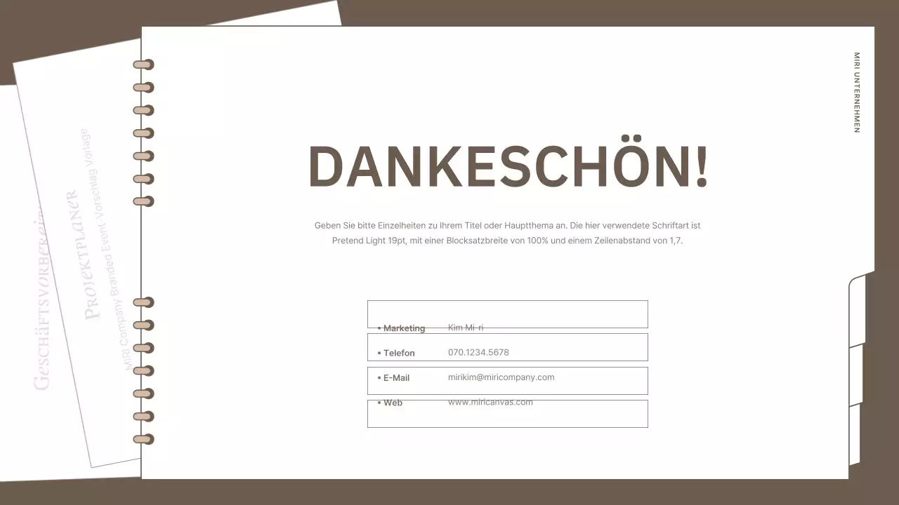 Einfacher, gebrandeter Eventplaner in Braun