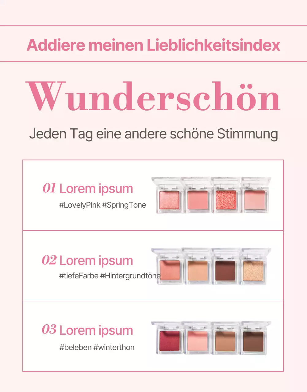 Förderung von Kosmetika in modernen Rosa-Tönen