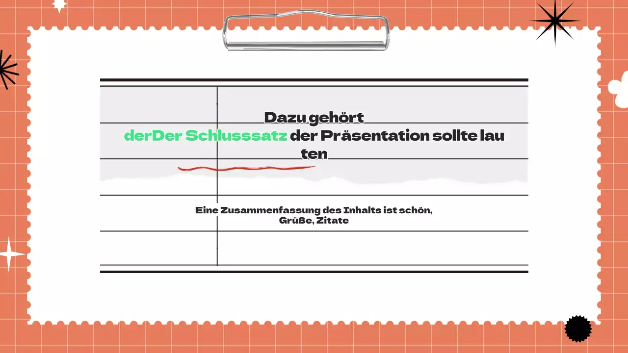 Texturierte Präsentation mit orangefarbenen und chartreusefarbenen Akzenten