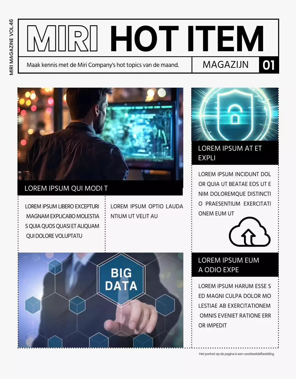 Modern bedrijfsmagazine in grijs en zwart