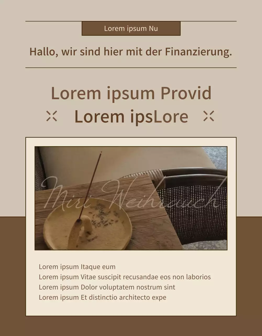 Ein einfaches beige-braunes Fördermittelangebot