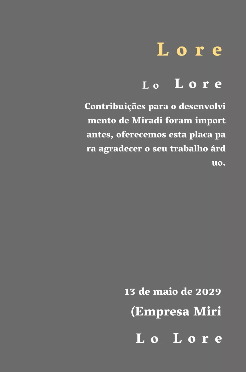 Placa de serviço longo para empresas com conceito de letra serifada dourada