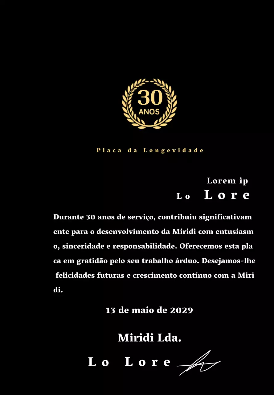 Placa de serviço longo empresarial com conceito de símbolo de louro